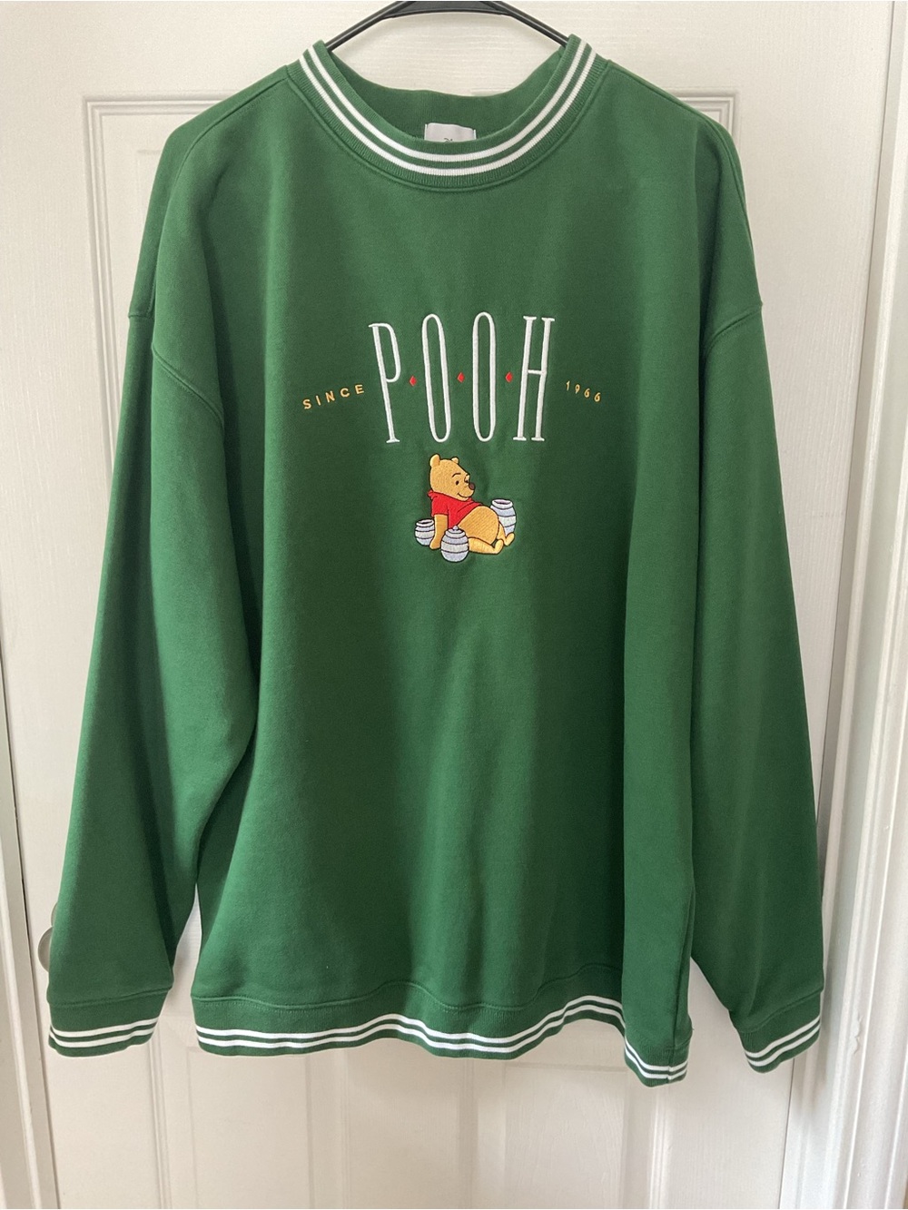 Disney Winnie the Pooh Green Embroidered Varsity Sweatshirt XL